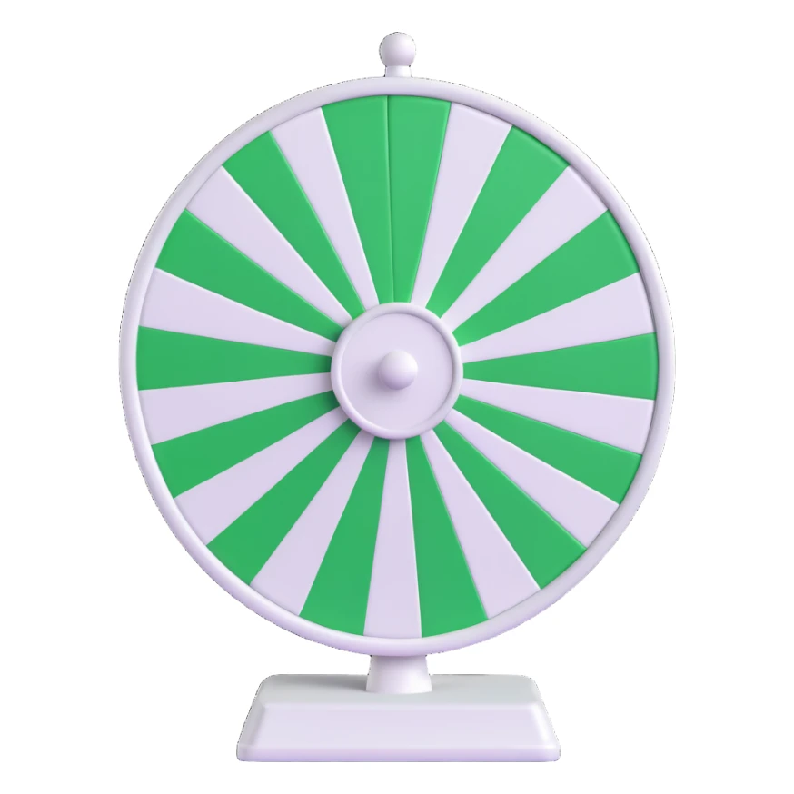 spinning prize wheel with alternating green and white sections sticker