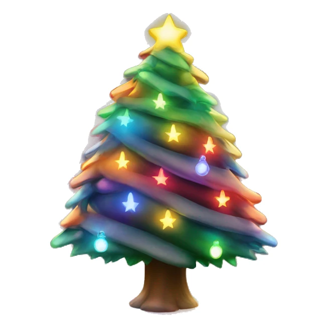 A beautiful lit up Christmas tree with rainbow lights sticker