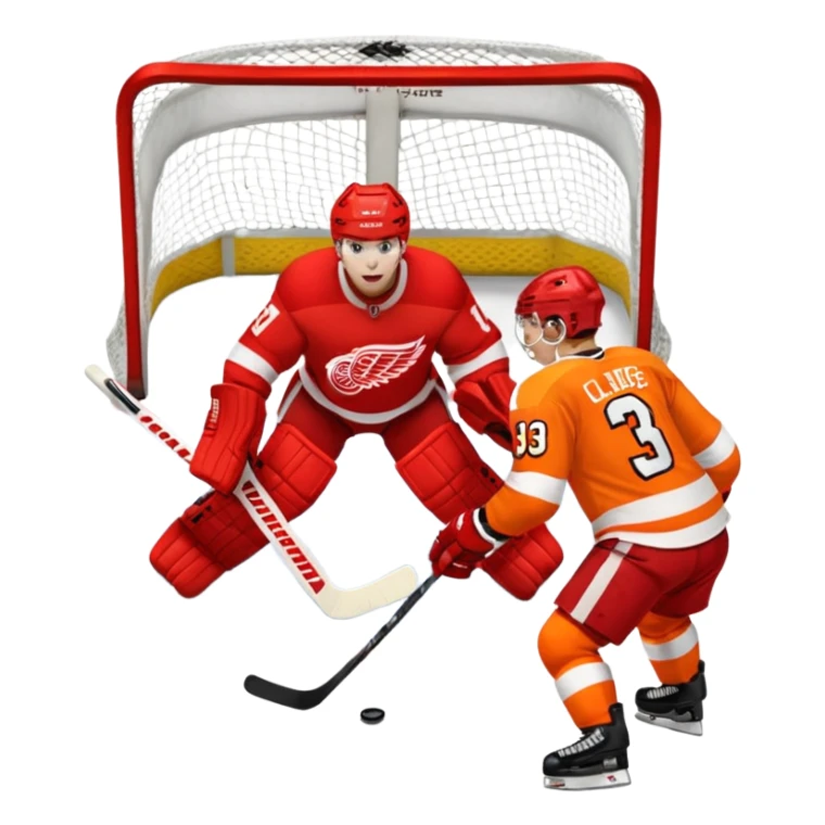 Detroit red wings shooting on Philadelphia flyers goalie sticker