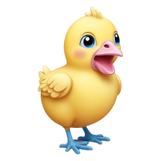 Yellow baby chicken with pink pig nose with blue eyes sticker