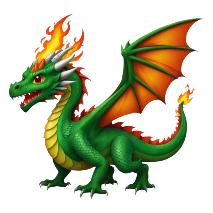 Full sized Dragon with wings and flying, fire from mouth sticker