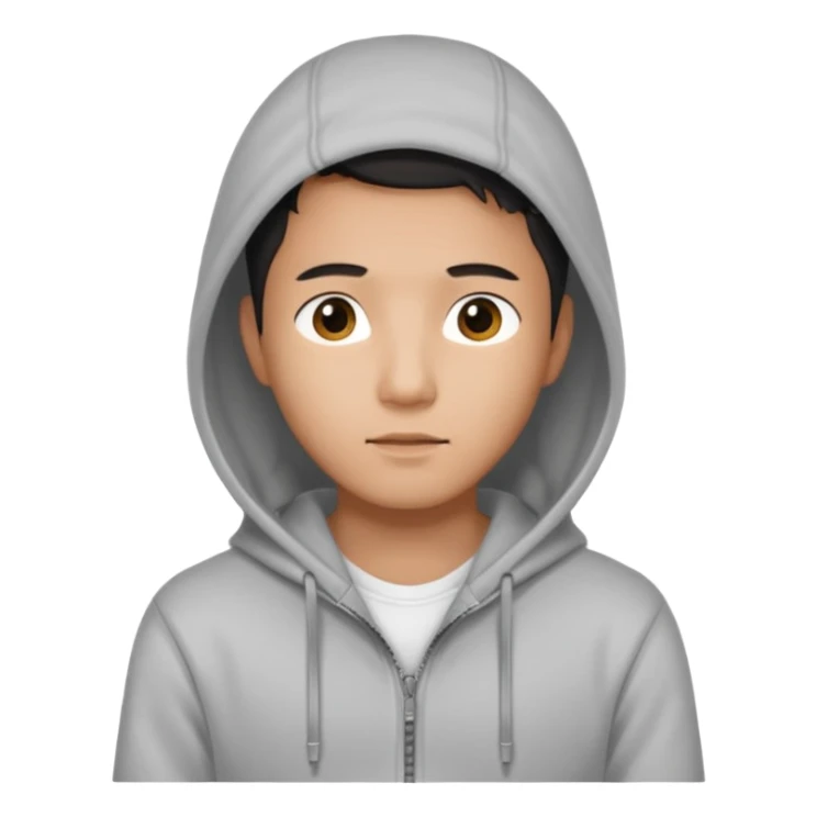 Create a handsome korean men with a white tshirt and a hoddy with ziper sticker