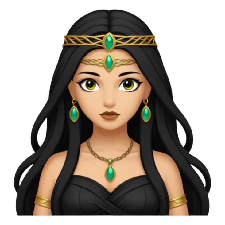  Achlys, Poison Goddess from Rome Mythology with long black hair, black outfit sticker