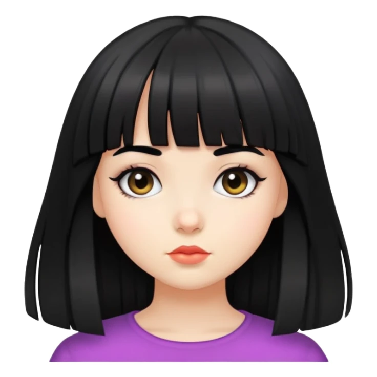 cute girl with black bangs hairstyle sticker