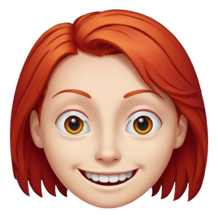Make a red hair and and one eye smiling scary sticker