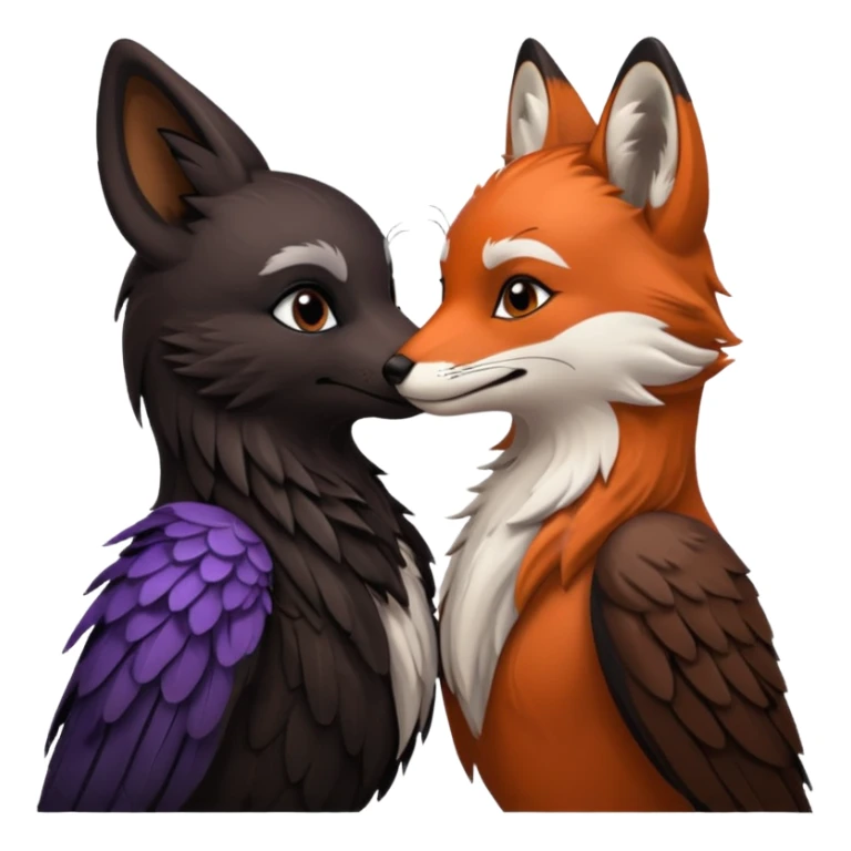 Raven and fox kissing sticker