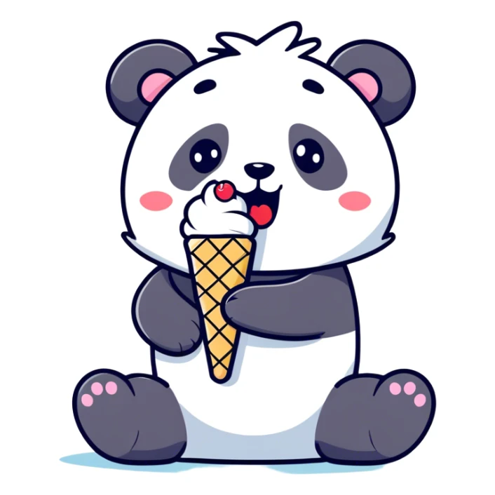 Panda eating ice cream and cry sticker