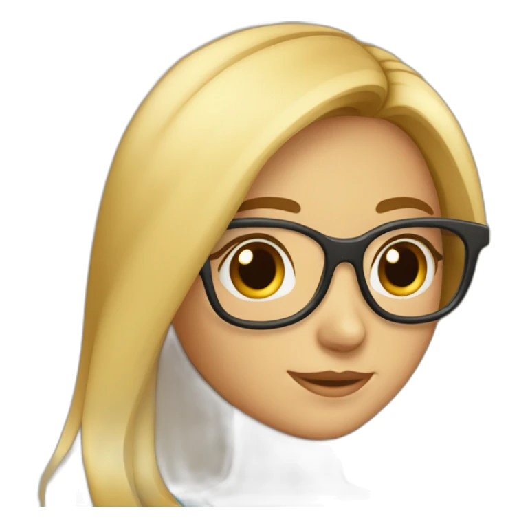 fille cheuveux long blond et brun lunette octogonal sticker
