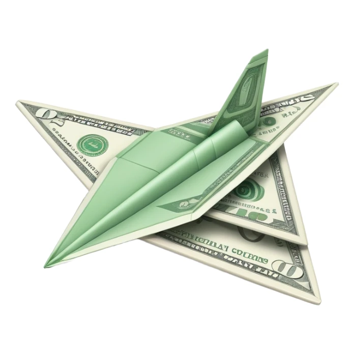 Paper airplane following the money sticker