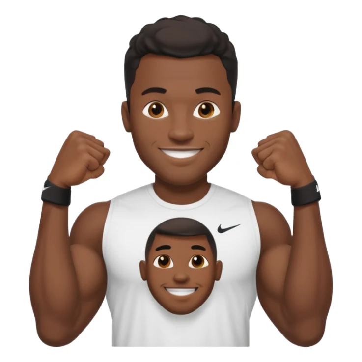 Jock black man smiling very very big biceps wearing “Nike” t shirt, handsome face sticker