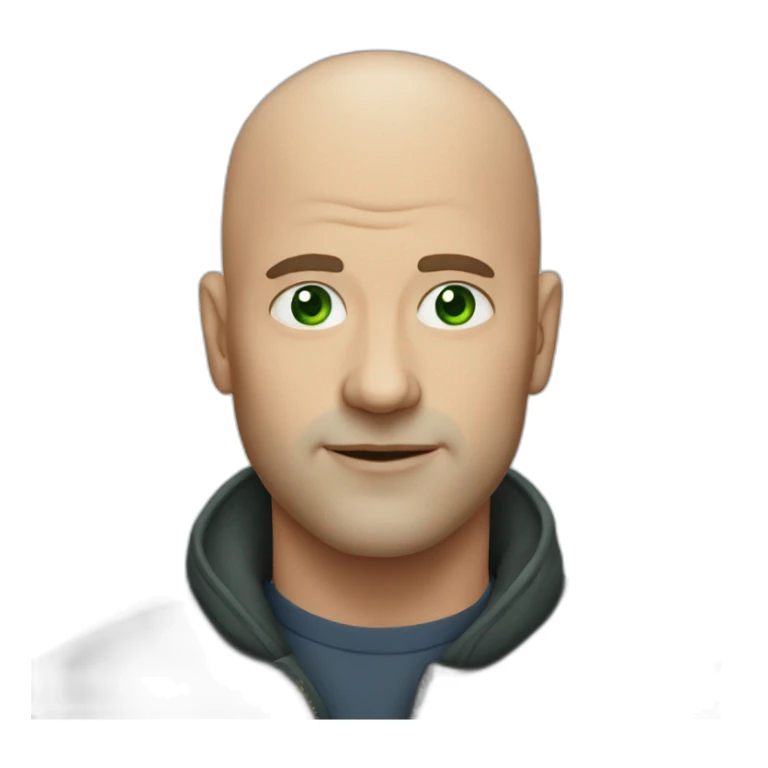 bald man, green eyes, older sticker