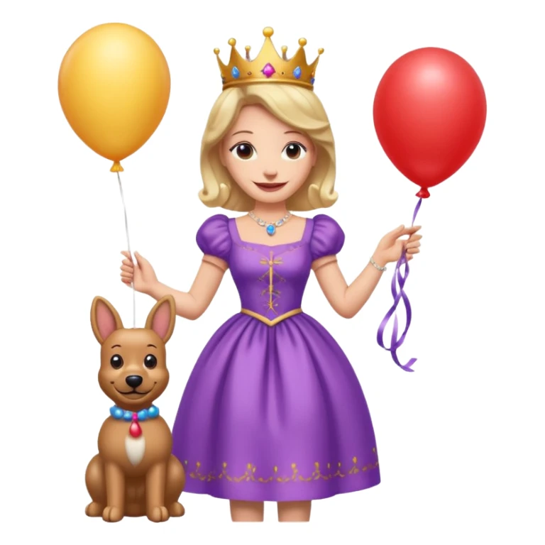queen wearing dress, holding balloon dog sticker