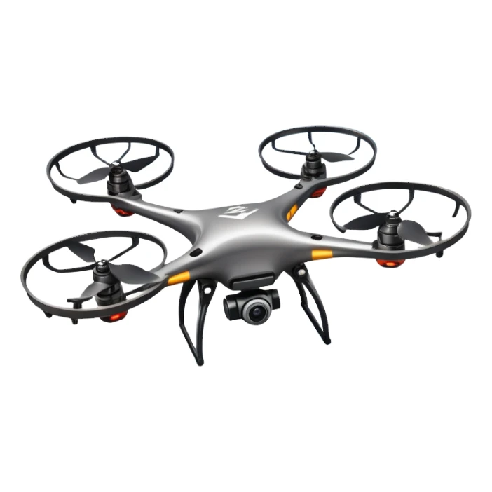 An icon showing a racing quadcopter drone in the foreground, flying at high speed through a course filled with obstacles and checkpoints. Other drones zoom in the background over a dynamic landscape. Transparent background highlights the thrill and precision of drone racing. sticker