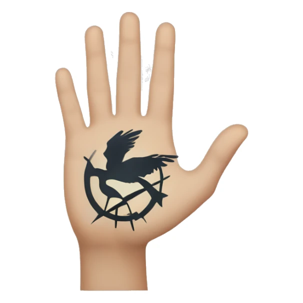 The mockingjay hand signal from hunger games: hand with index middle and ring finger extended sticker