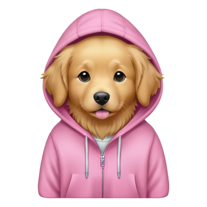 Golden retriever wearing a pink hoodie ￼ sticker