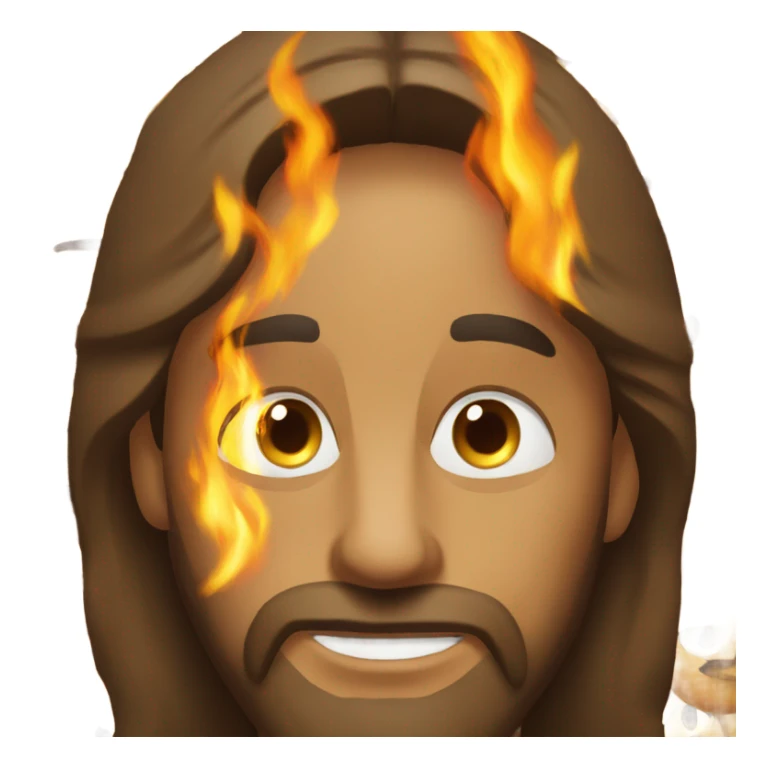 Jesus with fire emojis in his eyes sticker