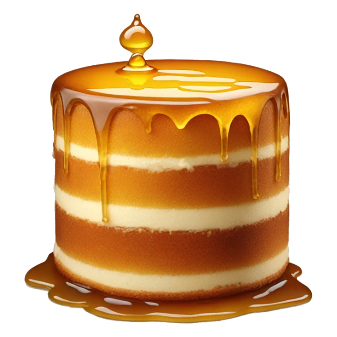 Realistic round cake with honey on top and dripping down the cake. sticker