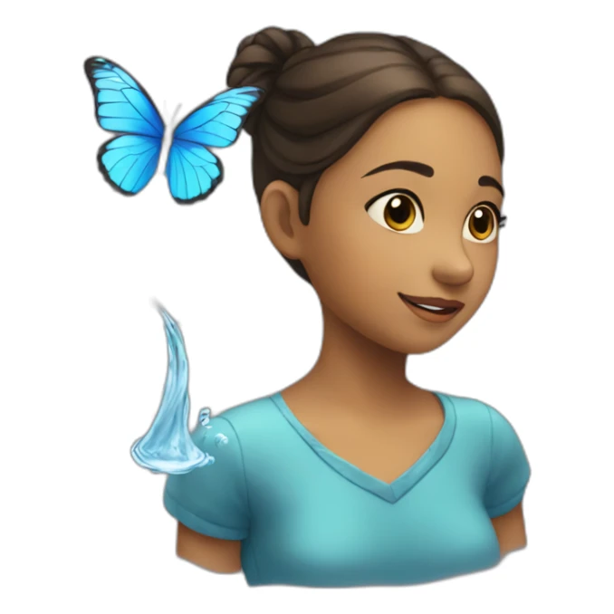 the girl is playing with a water butterfly sticker