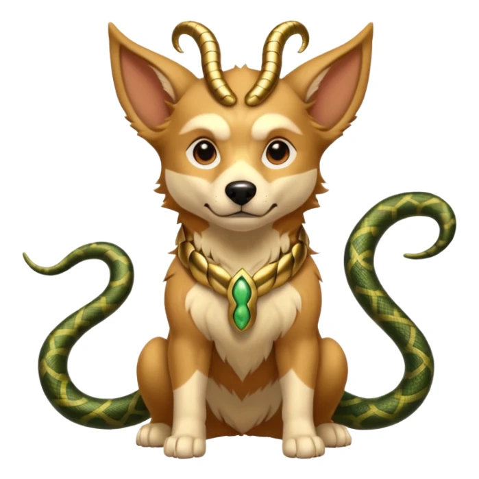 loki god of mischief as a dog. he as snakes.  dynamic pose sticker