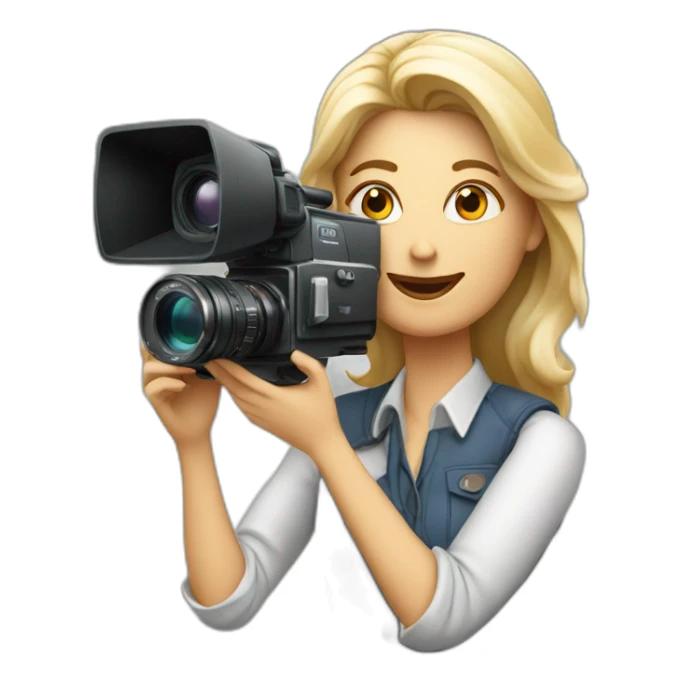 White film director woman holding a cinema camera sticker