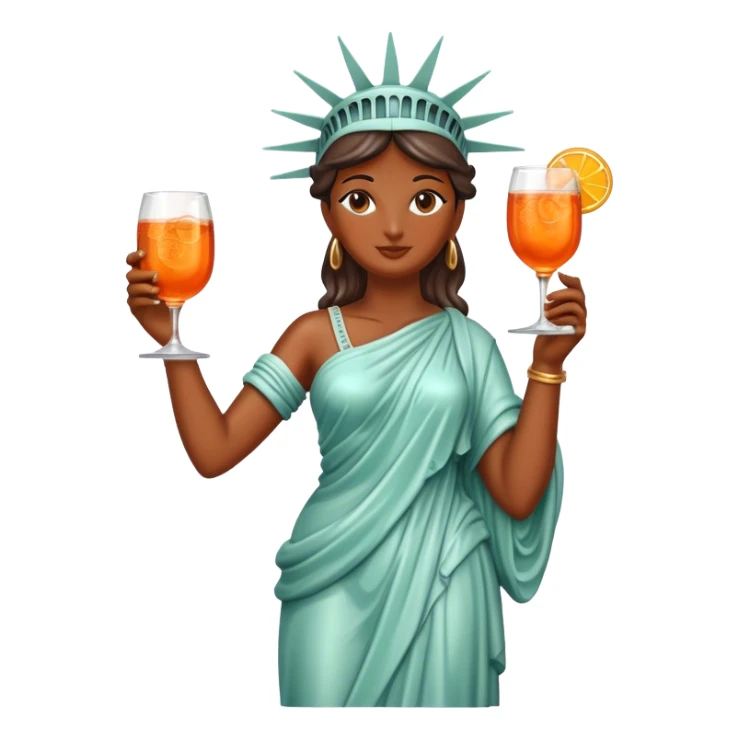 STATUE OF LIBERTY DRINKING APEROL SPRITZ, HAPPY STATUE sticker
