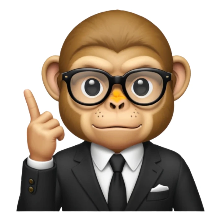 Make a suspicious emoji  that looks like a monkey in a mafia with mafia black glasses snapping its fingers sticker