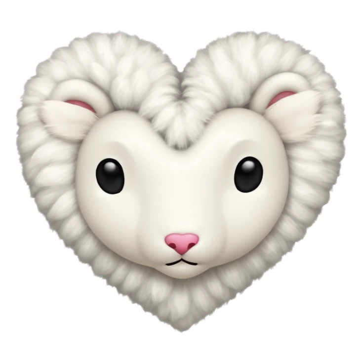white fur heart, large clumps of wool sticker