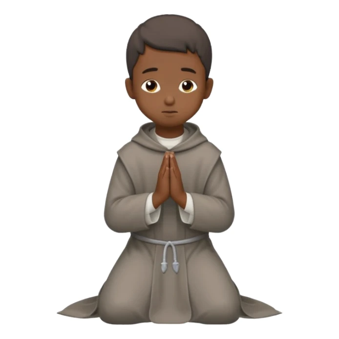 Un chico moreno con un hábito fransiscano gris ,y que el este de lado en forma de oración  sticker