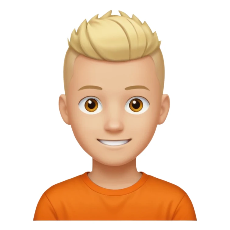 Blonde Buzzcut And Mohawk. Amber Eye. Orange Tshirt. White Sleeve. Teenage Boy sticker