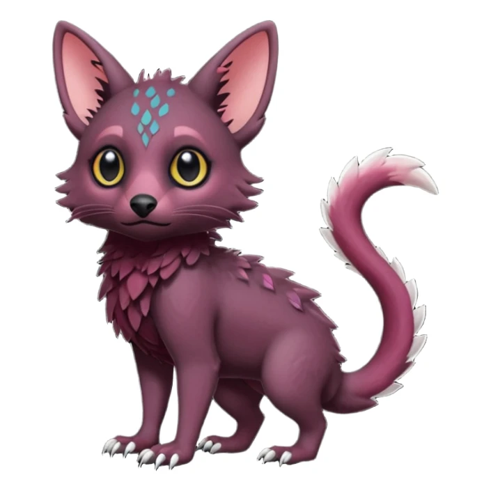 Cute cool realistic black Trico-hybrid-creature dark burgundy (full body) sticker