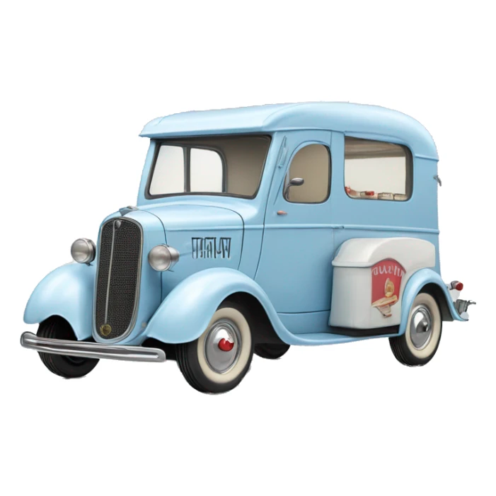 hot rod ice cream caravan,1935 fiat ,pearl blue  sticker
