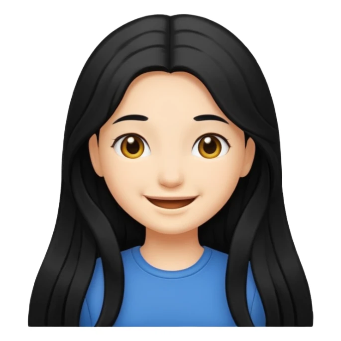 Girl with long black hair smiling sticker