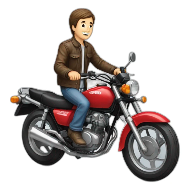 A middle age man wheelie the motorcycle honda Red 250 cc 1985 sticker