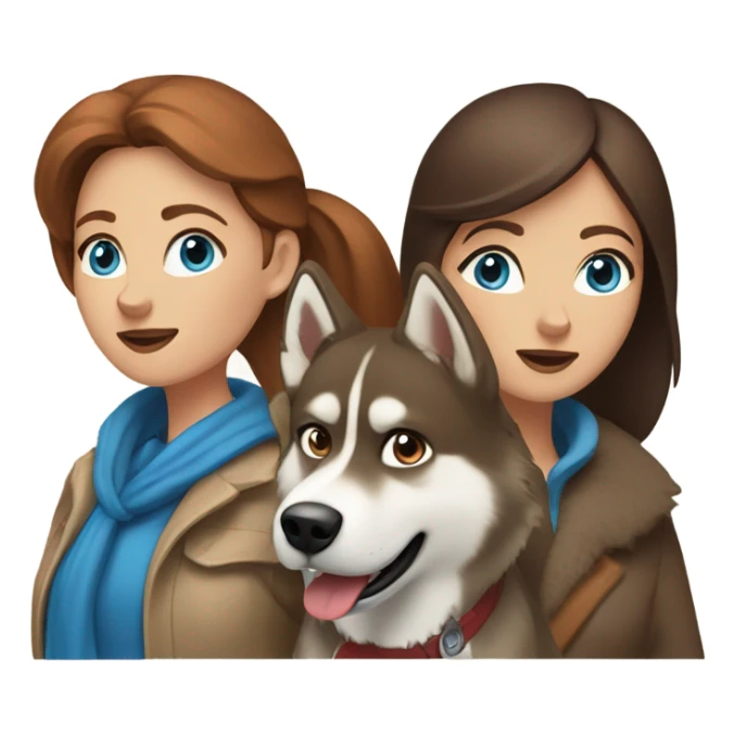 Woman brown hair blue eyes with Husky Copper beige  sticker