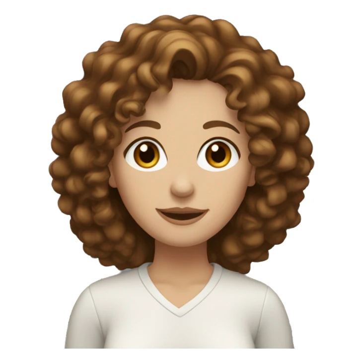 White woman with brown curly hair and brown eyes sticker