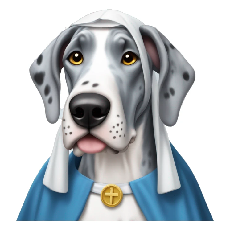 Blue Merle Great Dane wearing a nun costume  sticker