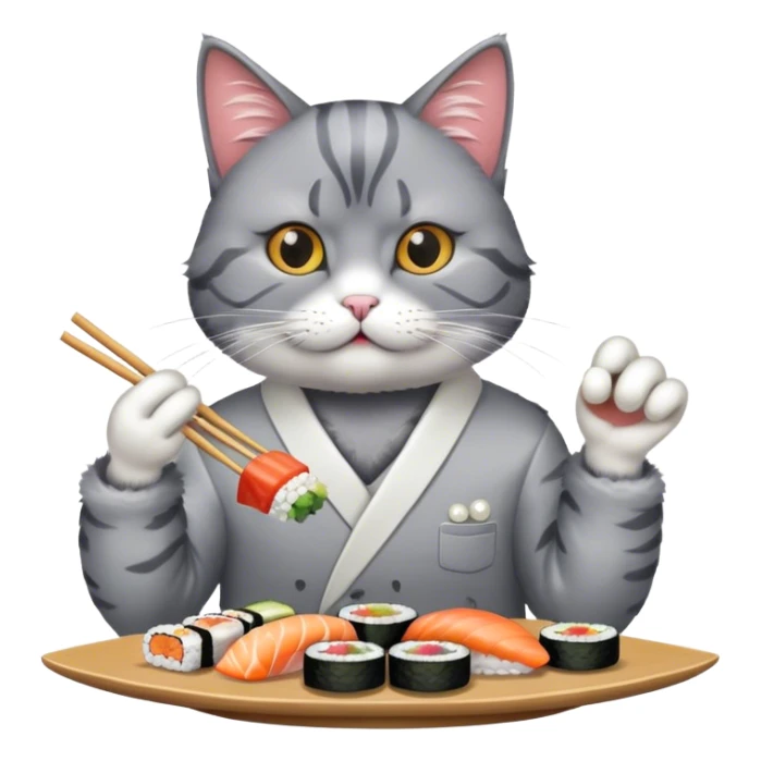 cool cat in a pearl snap shirt eating sushi sticker