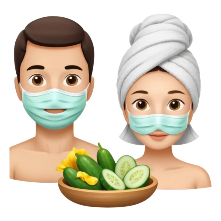 Pareja con tratamiento facial en el spa sticker