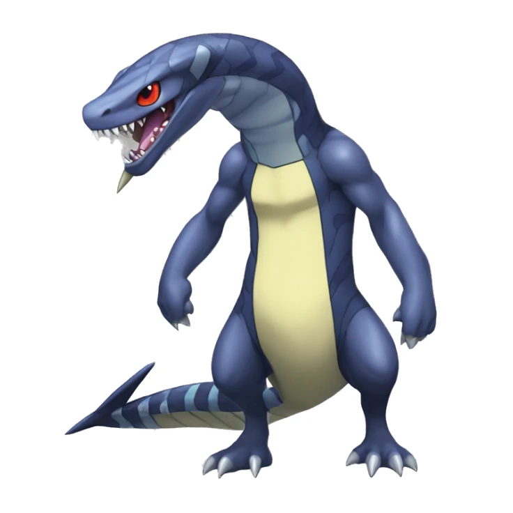 Cool Edgy Seviper-Sharpedo-Gabite Fakémon Digimon with Edgy markings, full body, outlined sticker