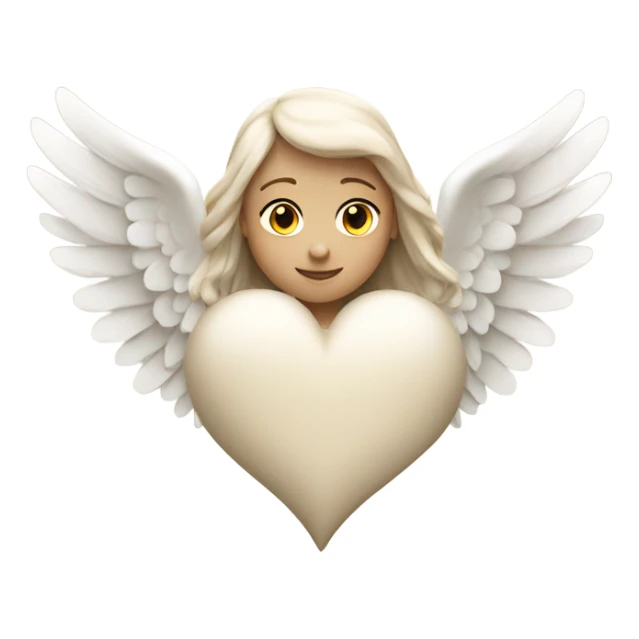beige heart with white angel wings sticker