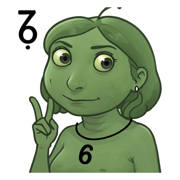 lady that doesn’t know anything and has the number 6 on one hand and 7 on the other looking confused sticker
