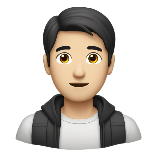 programmer, student, asian, black hair, black eyes, male,  sticker