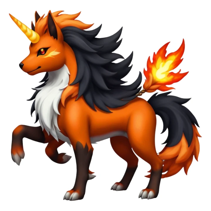 Shiny Exotic Gothic Rapidash-Houndoom-Arcanine-Pokémon-Fakémon-hybrid-creature sticker