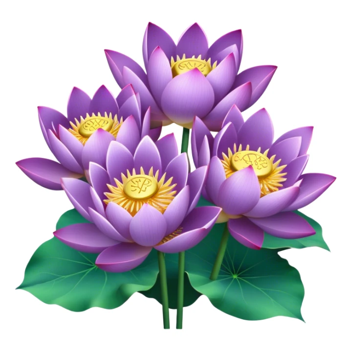 bouquet Purple Lotus,stem, Lotus leaf sticker