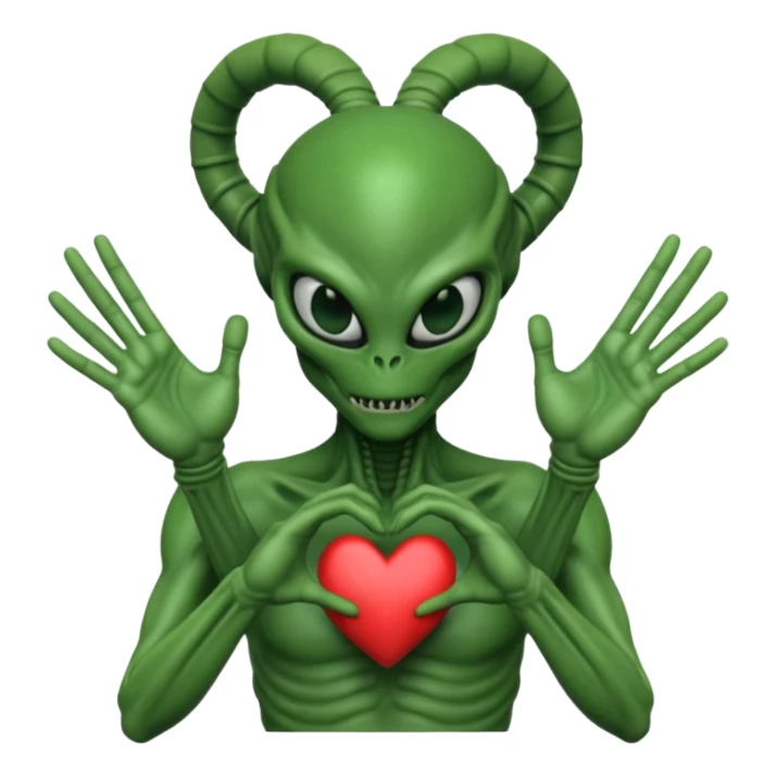 xenomorph from the movie Alien making heart sign with hands sticker