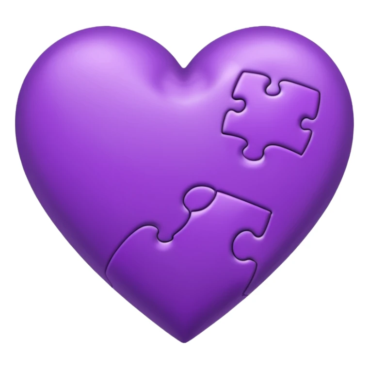 purple heart with a puzzle piece sticker