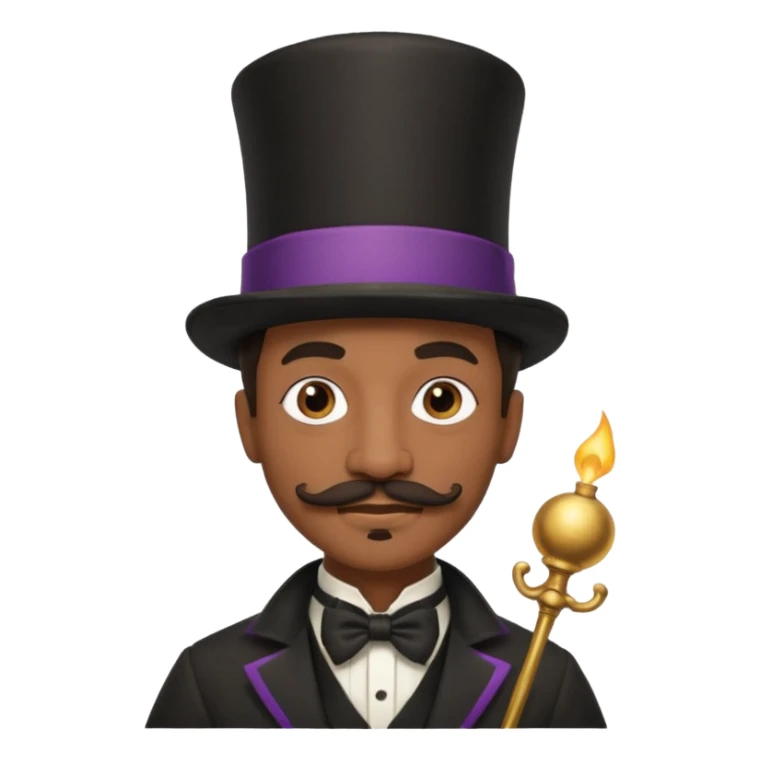 Black male magician, mustache, wearing classic top hat sticker
