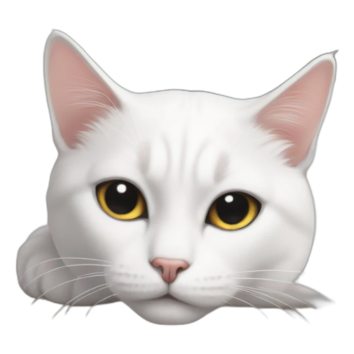 lazy white cat with black around the eyes sticker