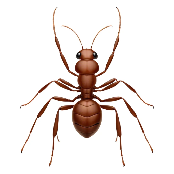 Cinematic Realistic Noble Ant Portrait Emoji, Poised and industrious, with a compact, meticulously segmented body covered in smooth, natural brown exoskeleton and focused, determined eyes rendered in lifelike detail, high shine, intelligent and resilient, styled with an air of urban diligence, focused and attentive, soft glowing outline, capturing the essence of a watchful and confident ant that appears ready to march out of the screen with unwavering authority! sticker