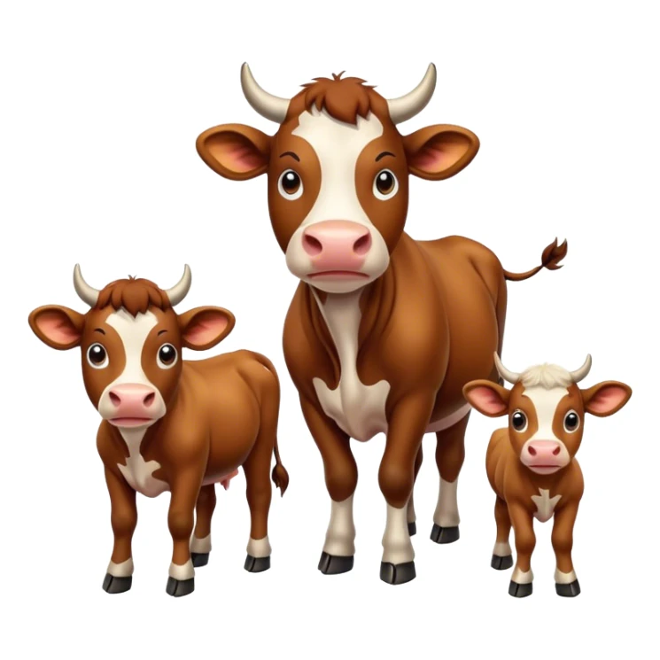 Famille une  Vache, un gros taureau et leurs veau  sticker
